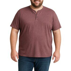Apt.9 XXL Premier Flex Heathered Henley Burgundy T-Shirt